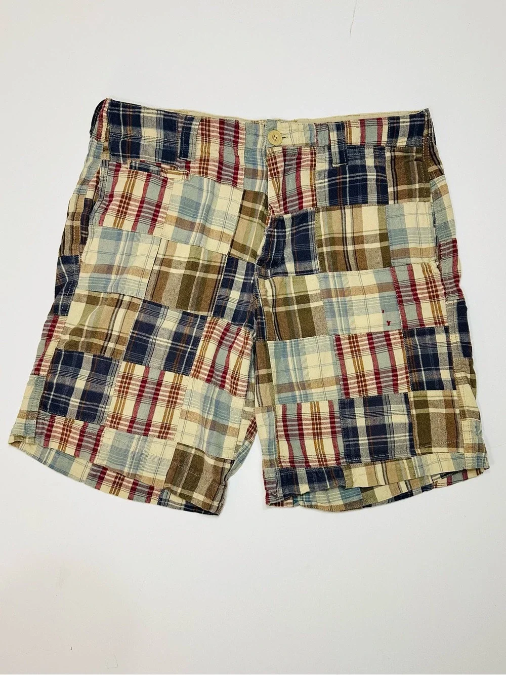 RED CAMEL MADRAS PATCHWORK PLAID SHORTS MEN 32 COASTAL PREP NANTUCKET 90s-2010